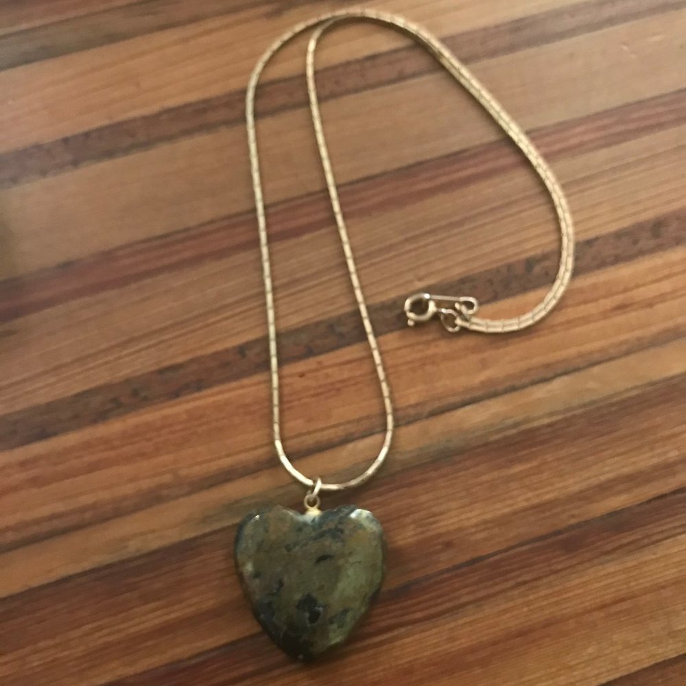 Black & Gold Stone Heart Necklace